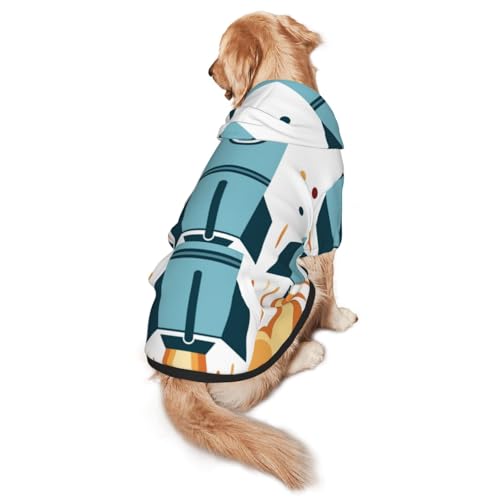Cartoon Rocket Dog Hoodie für mittelgroße und große Hunde – weiche Polyester-Haustierkleidung, geeignet für alle Jahreszeiten von Hmbgfw
