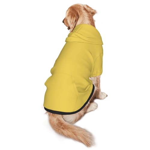 Gelblicher Hunde-Kapuzenpullover für mittelgroße und große Hunde – weiche Polyester-Haustierkleidung, geeignet für alle Jahreszeiten von Hmbgfw