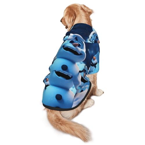 Happy Christmas Schneemann Hunde-Kapuzenpullover für mittelgroße und große Hunde – weiche Polyester-Haustierkleidung, geeignet für alle Jahreszeiten von Hmbgfw