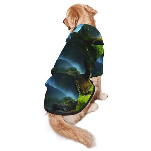 Hunde-Kapuzenpullover für mittelgroße und große Hunde, Motiv: Bergwald im Regen, weiche Polyester-Haustierkleidung, geeignet für alle Jahreszeiten Hunde-Kapuzenpullover für mittelgroße und große Hunde, Motiv: Bergwald im Regen, weiche Polyester-Haustierkleidung, geeignet für alle Jahreszeiten von Hmbgfw