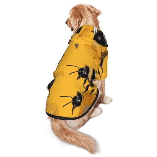 Hunde-Kapuzenpullover mit Bienen und Blumen, für mittelgroße und große Hunde, weiche Polyester-Haustierkleidung, geeignet für alle Jahreszeiten von Hmbgfw