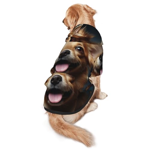 Hunde-Kapuzenpullover mit Blumen- und Welpen-Motiv für mittelgroße und große Hunde – weiche Polyester-Haustierkleidung, geeignet für alle Jahreszeiten von Hmbgfw