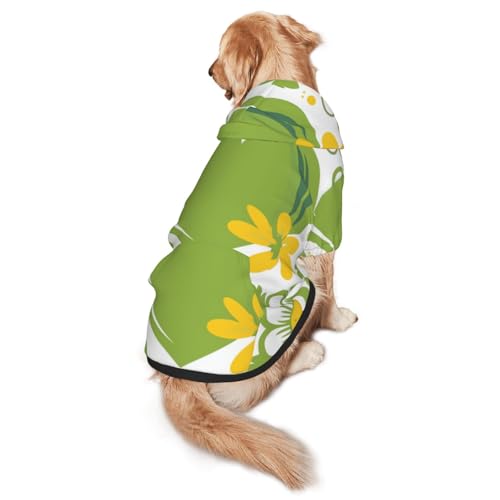 Hunde-Kapuzenpullover mit Cartoon-Sonnenblumen-Design für mittelgroße und große Hunde – weiche Polyester-Haustierkleidung, geeignet für alle Jahreszeiten von Hmbgfw