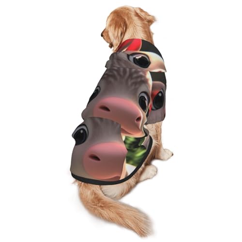 Hunde-Kapuzenpullover mit Cartoon-Wadenmotiv für mittelgroße und große Hunde – weiche Polyester-Haustierkleidung, geeignet für alle Jahreszeiten von Hmbgfw