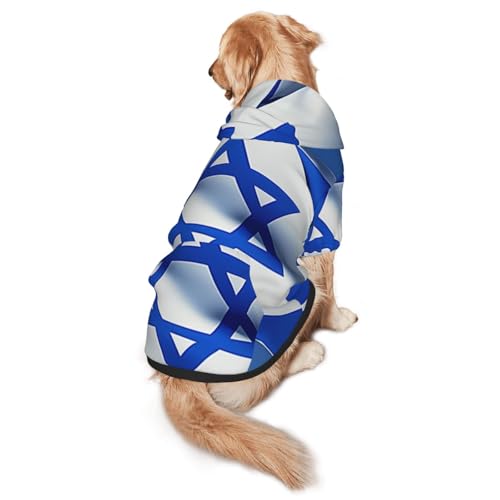 Hunde-Kapuzenpullover mit Flagge Israels für mittelgroße und große Hunde, weiche Polyester-Haustierkleidung, geeignet für alle Jahreszeiten von Hmbgfw