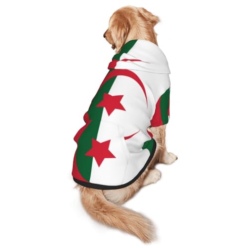 Hunde-Kapuzenpullover mit Flagge von Algerien, für mittelgroße und große Hunde, weiche Polyester-Haustierkleidung, geeignet für alle Jahreszeiten von Hmbgfw