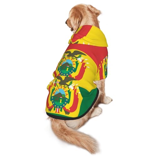 Hunde-Kapuzenpullover mit Flagge von Bolivien, für mittelgroße und große Hunde, weiche Polyester-Haustierkleidung, geeignet für alle Jahreszeiten von Hmbgfw