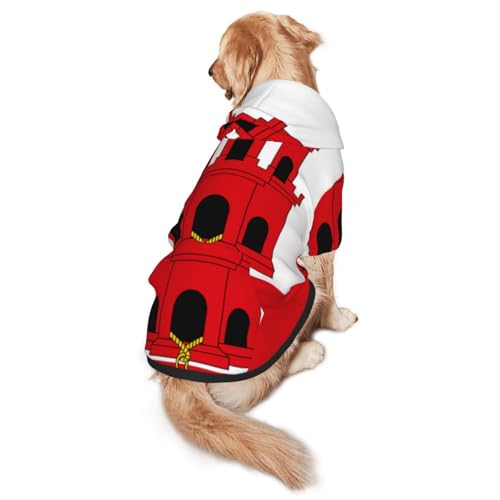 Hunde-Kapuzenpullover mit Flagge von Gibraltar für mittelgroße und große Hunde, weiche Polyester-Haustierkleidung, geeignet für alle Jahreszeiten von Hmbgfw