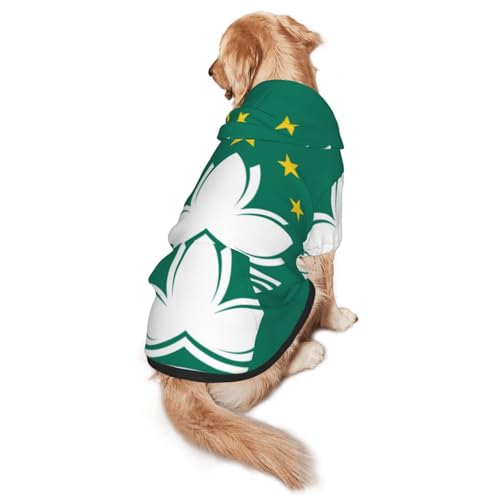 Hunde-Kapuzenpullover mit Flagge von Macao für mittelgroße und große Hunde, weiche Polyester-Haustierkleidung, geeignet für alle Jahreszeiten von Hmbgfw