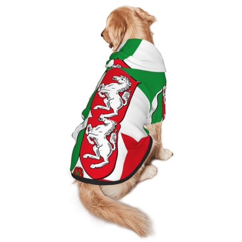 Hunde-Kapuzenpullover mit Flagge von Nordrhein Westfalen für mittelgroße und große Hunde, weiche Polyester-Haustierkleidung, geeignet für alle Jahreszeiten Hunde-Kapuzenpullover mit Flagge von Nordrhein Westfalen für mittelgroße und große Hunde, weiche Polyester-Haustierkleidung, geeignet für alle Jahreszeiten von Hmbgfw