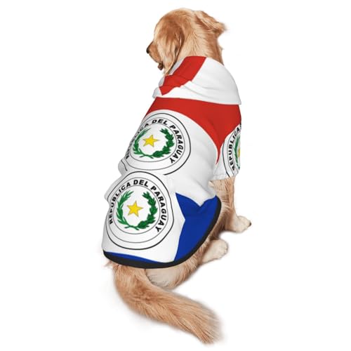 Hunde-Kapuzenpullover mit Flagge von Paraguay, für mittelgroße und große Hunde, weiche Polyester-Haustierkleidung, geeignet für alle Jahreszeiten von Hmbgfw