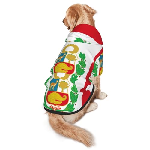 Hunde-Kapuzenpullover mit Flagge von Peru, für mittelgroße und große Hunde, weiche Polyester-Haustierkleidung, geeignet für alle Jahreszeiten von Hmbgfw