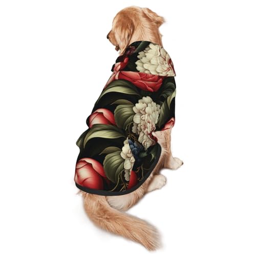 Hunde-Kapuzenpullover mit Früchten und Blumen, für mittelgroße und große Hunde, weiche Polyester-Haustierkleidung, geeignet für alle Jahreszeiten von Hmbgfw