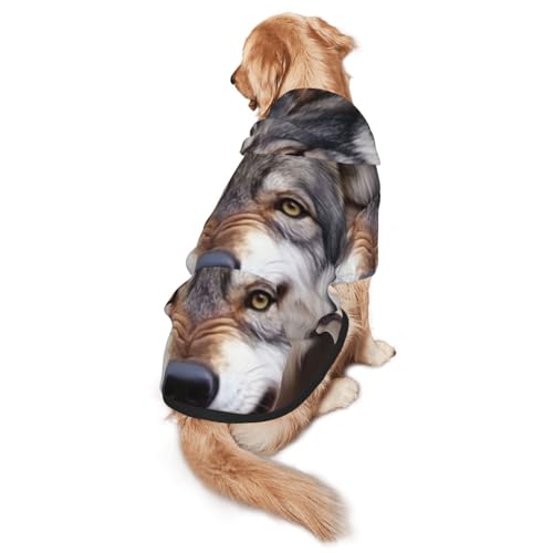 Hunde-Kapuzenpullover mit Wolfskopf, für mittelgroße und große Hunde, weiche Polyester-Haustierkleidung, geeignet für alle Jahreszeiten von Hmbgfw
