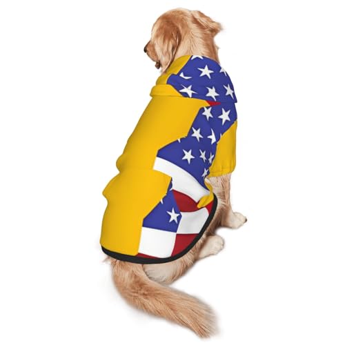 Hunde-Kapuzenpullover mit amerikanischer Spanien-Flagge, für mittelgroße und große Hunde, weiche Polyester-Haustierkleidung, geeignet für alle Jahreszeiten von Hmbgfw