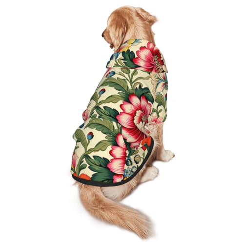 Hunde-Kapuzenpullover mit bunten Blumen für mittelgroße und große Hunde – weiche Polyester-Haustierkleidung, geeignet für alle Jahreszeiten von Hmbgfw