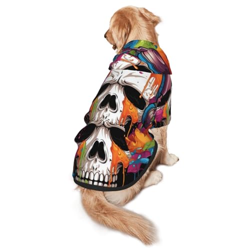Hunde-Kapuzenpullover mit bunten Totenköpfen für mittelgroße und große Hunde – weiche Polyester-Haustierkleidung, geeignet für alle Jahreszeiten Hunde-Kapuzenpullover mit bunten Totenköpfen für mittelgroße und große Hunde – weiche Polyester-Haustierkleidung, geeignet für alle Jahreszeiten von Hmbgfw