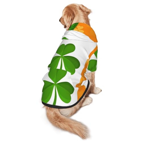 Hunde-Kapuzenpullover mit irischer Flagge für mittelgroße und große Hunde – weiche Polyester-Haustierkleidung, geeignet für alle Jahreszeiten von Hmbgfw