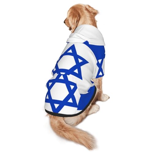 Hunde-Kapuzenpullover mit israelischer Flagge für mittelgroße und große Hunde – weiche Polyester-Haustierkleidung, geeignet für alle Jahreszeiten von Hmbgfw