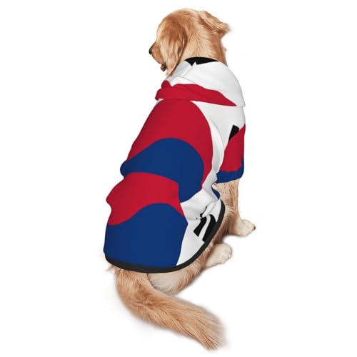 Hunde-Kapuzenpullover mit koreanischer Flagge für mittelgroße und große Hunde – weiche Polyester-Haustierkleidung, geeignet für alle Jahreszeiten von Hmbgfw