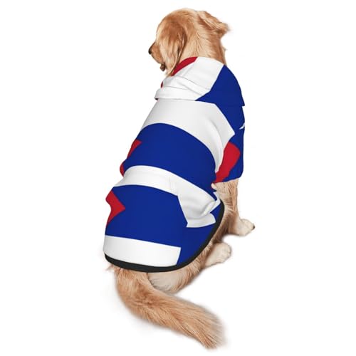 Hunde-Kapuzenpullover mit kubanischer Flagge, für mittelgroße und große Hunde, weiche Polyester-Haustierkleidung, geeignet für alle Jahreszeiten von Hmbgfw
