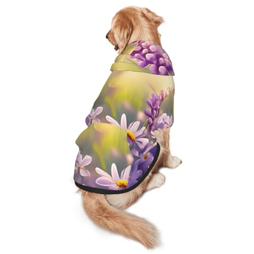 Hunde-Kapuzenpullover mit schönen Blumen für mittelgroße und große Hunde – weiche Polyester-Haustierkleidung, geeignet für alle Jahreszeiten von Hmbgfw