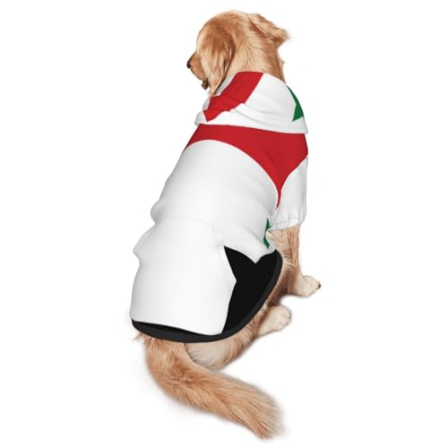 Hunde-Kapuzenpullover mit syrischer Flagge für mittelgroße und große Hunde – weiche Polyester-Haustierkleidung, geeignet für alle Jahreszeiten von Hmbgfw