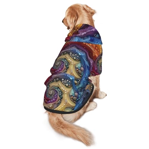 Jeweled Water Ripple Hunde-Kapuzenpullover für mittelgroße und große Hunde – weiche Polyester-Haustierkleidung, geeignet für alle Jahreszeiten von Hmbgfw