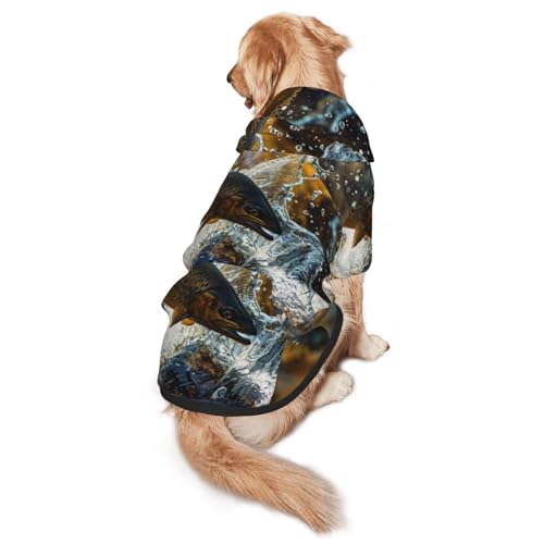 Kapuzenpullover für mittelgroße und große Hunde, Motiv: Springlachs, weiche Polyester-Haustierkleidung, geeignet für alle Jahreszeiten von Hmbgfw