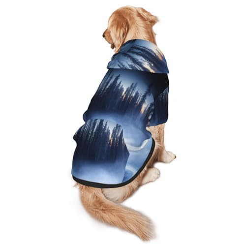 Misty Forest Hunde-Kapuzenpullover für mittelgroße und große Hunde, weiche Polyester-Haustierkleidung, geeignet für alle Jahreszeiten von Hmbgfw