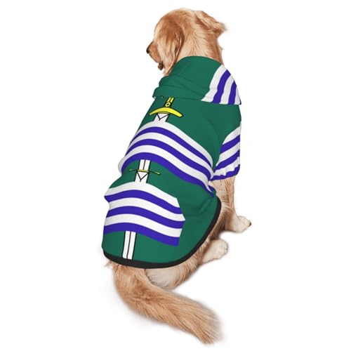 Peterborough Hunde-Kapuzenpullover mit Flagge, für mittelgroße und große Hunde, weiche Polyester-Haustierkleidung, geeignet für alle Jahreszeiten von Hmbgfw