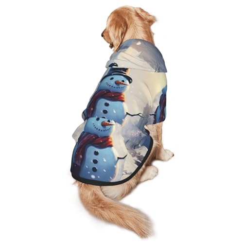 Riesiger Weihnachtsschneemann auf der Straße Hunde-Kapuzenpullover für mittelgroße und große Hunde – weiche Polyester-Haustierkleidung, geeignet für alle Jahreszeiten von Hmbgfw