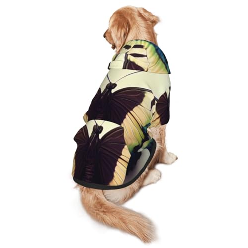 Schöner Schmetterlings-Hunde-Kapuzenpullover für mittelgroße und große Hunde – weiche Polyester-Haustierkleidung, geeignet für alle Jahreszeiten von Hmbgfw