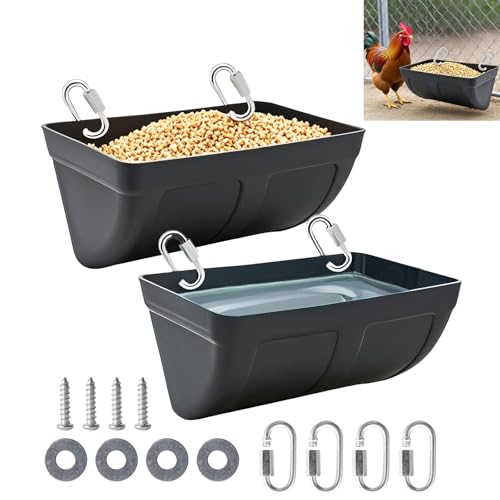Hniuyun Geflügel-Futterstation und -Bewässerung, 4,5 l, zum Aufhängen oder Zaun, Kunststoff, für Hühner, Enten, Ziegen, Ferkel, Schwarz, 2 Stück Hniuyun Geflügel-Futterstation und -Bewässerung, 4,5 l, zum Aufhängen oder Zaun, Kunststoff, für Hühner, Enten, Ziegen, Ferkel, Schwarz, 2 Stück von Hniuyun