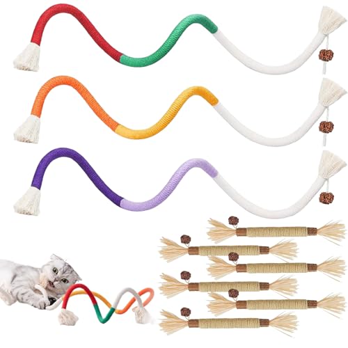 9 Stück Kauspielzeug Katze, 6 Stück Matatabi Stick Katze, 3 Stück Katzen Spielzeug Beißseil 70 cm Katzen Katzenminze Pflanze Toys für Katzen Zahnpflege&Gegen Mundgeruch,Gesund Hygiene 9 Stück Kauspielzeug Katze, 6 Stück Matatabi Stick Katze, 3 Stück Katzen Spielzeug Beißseil 70 cm Katzen Katzenminze Pflanze Toys für Katzen Zahnpflege&Gegen Mundgeruch,Gesund Hygiene von Hnjindong