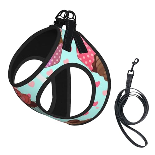 Cupcake-Muster gedruckt, Haustiergeschirr, Verstellbares reflektierendes Hundegeschirr, Haustierleinenweste,M Cupcake-Muster gedruckt, Haustiergeschirr, Verstellbares reflektierendes Hundegeschirr, Haustierleinenweste,M von Hnnkloy