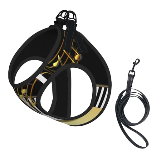 Elegante goldene Noten Klaviertaste Schwarz, Haustiergeschirr, Verstellbares reflektierendes Hundegeschirr, Haustierleinenweste,L Elegante goldene Noten Klaviertaste Schwarz, Haustiergeschirr, Verstellbares reflektierendes Hundegeschirr, Haustierleinenweste,L von Hnnkloy