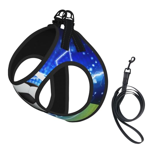 Fußball Ball Glitzer Fußballfeld, Haustiergeschirr, Verstellbares reflektierendes Hundegeschirr, Haustierleinenweste,M Fußball Ball Glitzer Fußballfeld, Haustiergeschirr, Verstellbares reflektierendes Hundegeschirr, Haustierleinenweste,M von Hnnkloy