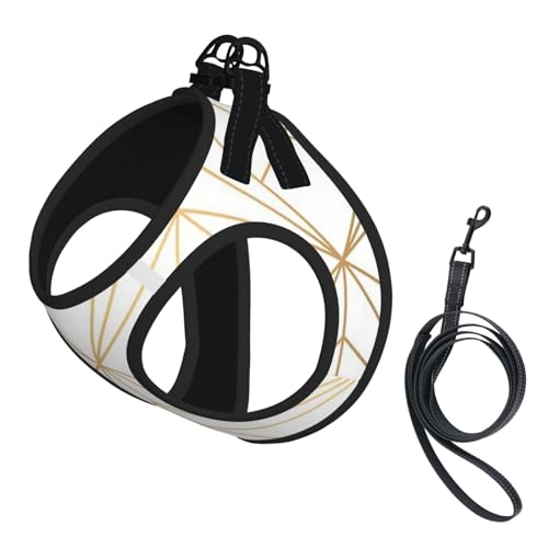 Geometrisches Goldmuster mit weißem Schimmer, Haustiergeschirr, Verstellbares reflektierendes Hundegeschirr, Haustierleinenweste,S Geometrisches Goldmuster mit weißem Schimmer, Haustiergeschirr, Verstellbares reflektierendes Hundegeschirr, Haustierleinenweste,S von Hnnkloy