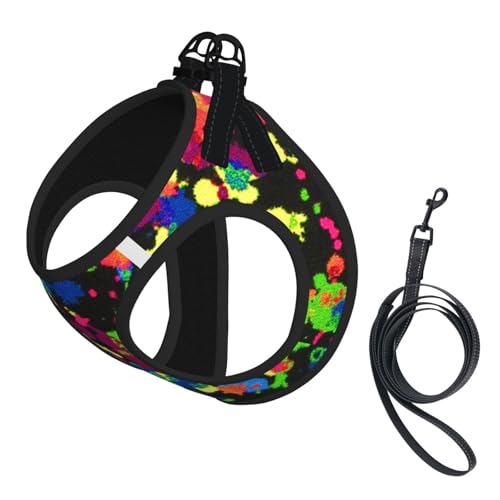 Regenbogen aus Neon-Farbspritzern, Haustiergeschirr, Verstellbares reflektierendes Hundegeschirr, Haustierleinenweste,M Regenbogen aus Neon-Farbspritzern, Haustiergeschirr, Verstellbares reflektierendes Hundegeschirr, Haustierleinenweste,M von Hnnkloy
