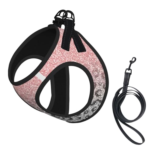 Roségold-Silber-Glitzer-Leopardenmuster, Haustiergeschirr, Verstellbares reflektierendes Hundegeschirr, Haustierleinenweste,L Roségold-Silber-Glitzer-Leopardenmuster, Haustiergeschirr, Verstellbares reflektierendes Hundegeschirr, Haustierleinenweste,L von Hnnkloy