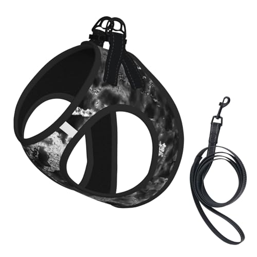 Schwarz Silber Graphit Grau Marmor Stein, Haustiergeschirr, Verstellbares reflektierendes Hundegeschirr, Haustierleinenweste,L Schwarz Silber Graphit Grau Marmor Stein, Haustiergeschirr, Verstellbares reflektierendes Hundegeschirr, Haustierleinenweste,L von Hnnkloy