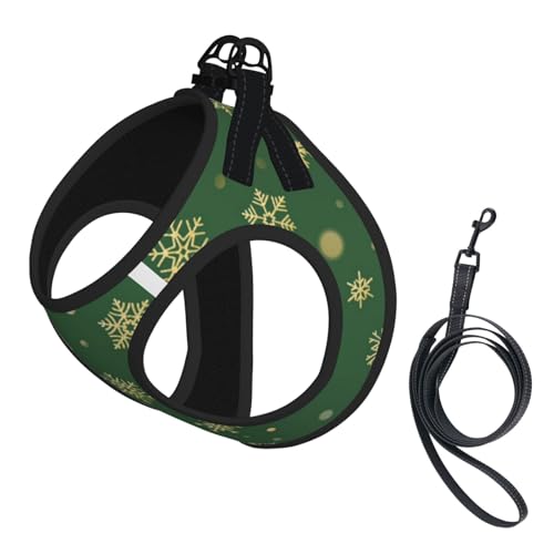 Weihnachten mit goldenen Schneeflocken, Haustiergeschirr, Verstellbares reflektierendes Hundegeschirr, Haustierleinenweste,M Weihnachten mit goldenen Schneeflocken, Haustiergeschirr, Verstellbares reflektierendes Hundegeschirr, Haustierleinenweste,M von Hnnkloy