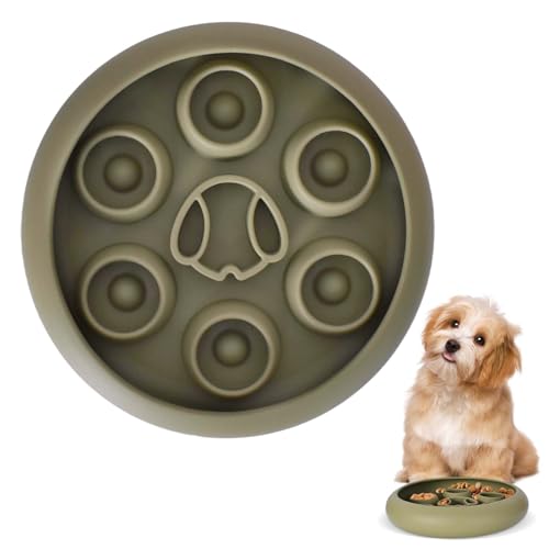 Anti Schling Napf Hund,Ø 20cm Silikon Hundenapf mit Saugnapf,Leckmatte Hund mit Großem Saugnapf,Gesundes Fressen stoppt Blähungen,für Kleine/Mittlere Haustiere(Grün) von Hnonoxy