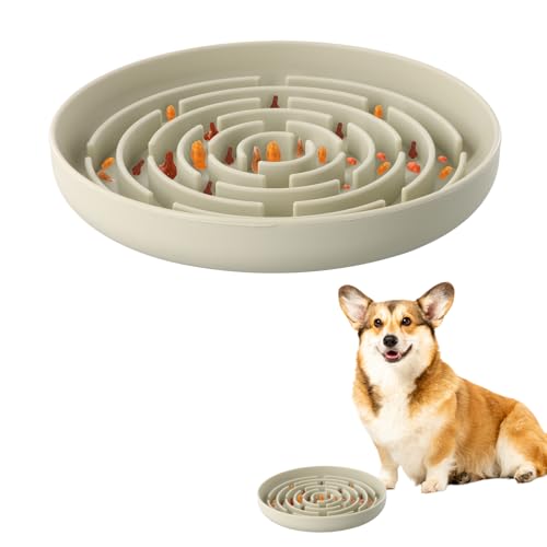 Anti Schling Napf Hund,Silikon Hundenapf mit Saugnapf,Ø 20cm Leckmatte Hund,Interaktiver Fressnapf Gegen Schlingen für Kleine/Mittlere Haustiere-Gesundes Fressen und Stoppt Blähungen(Grün) von Hnonoxy