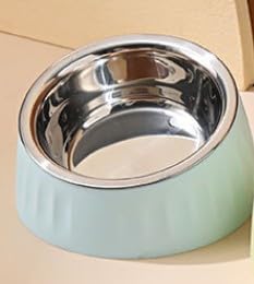 Futternapf Katze, rutschfeste Katzennapf aus Edelstahl, 15°Geneigter Erhöhter Katzen Futternapf, Wasser Fütterung Schüssel Abnehmbarer Hundenapf, Fressnapf Schüssel für Katze Hunde (Blau) von Hnonoxy