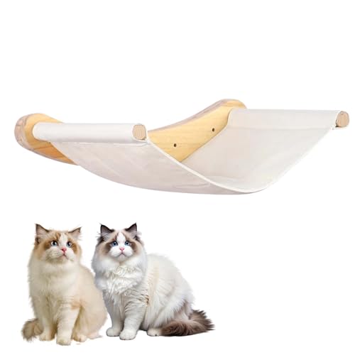 Katzenbett Wand, Katzenhängematte zur Wandmontage, Katzenhängematte, Stabiles Kängematten Katzen Wand bis zu 12kg, Kletterwand Katzen, Katzenbett zum Schlafen und Ausruhen (Beige) von Hnonoxy
