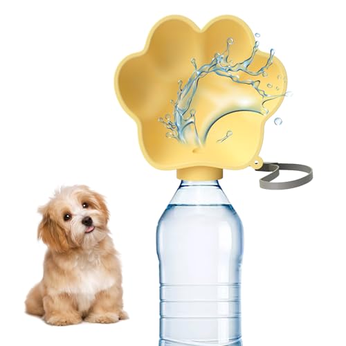 Reise Trinknapf für Hunde Klein, Tragbarer Futternapf für Haustiere, Tragbarer Wassernapf für Hunde im Freien, Leicht zu Tragen, für Aktivitäten im Freien (–Gelb) von Hnonoxy
