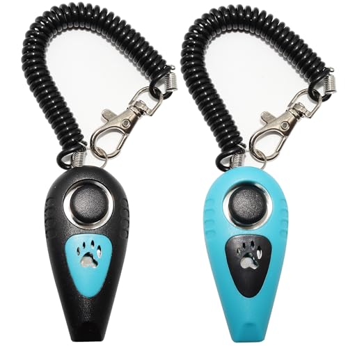 HoAoOo Pet Training Clicker mit Pfeife und Handschlaufe - Hundetraining Clickers Pfeifen (Schwarz + Blau) von HoAoOo
