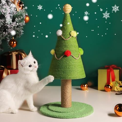 Christmas Tree Cat Scratching Post Toy, Klettergerüst Weihnachtsbaum, Natürliche Sisal-Kratzsäule, Simulation von Weiden, Großes Verschleiß-Kratzspielzeug, Kratzbrett von HoGeGe